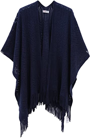SY Soul Young Women’s Knitted Poncho Fringe Jacket