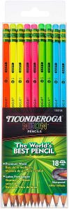 Ticonderoga Black Light Activated Neon Pencils For Girls, 18-Count