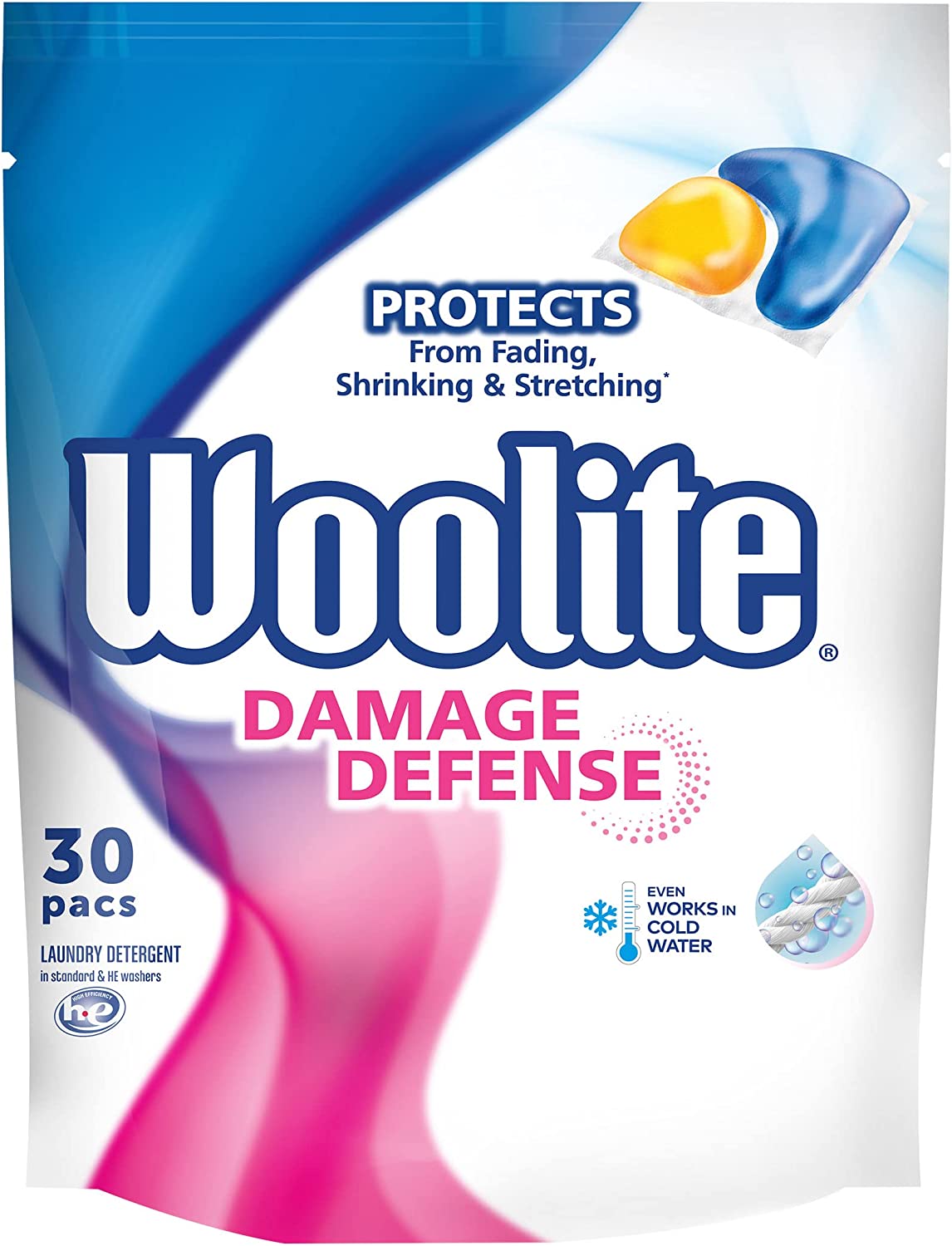 Woolite Regular & High-Efficiency Laundry Detergent Travel Packs, 30-Count