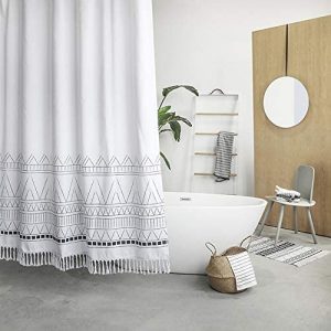 YoKii Waterproof Resin Coating White Bathroom Shower Curtain