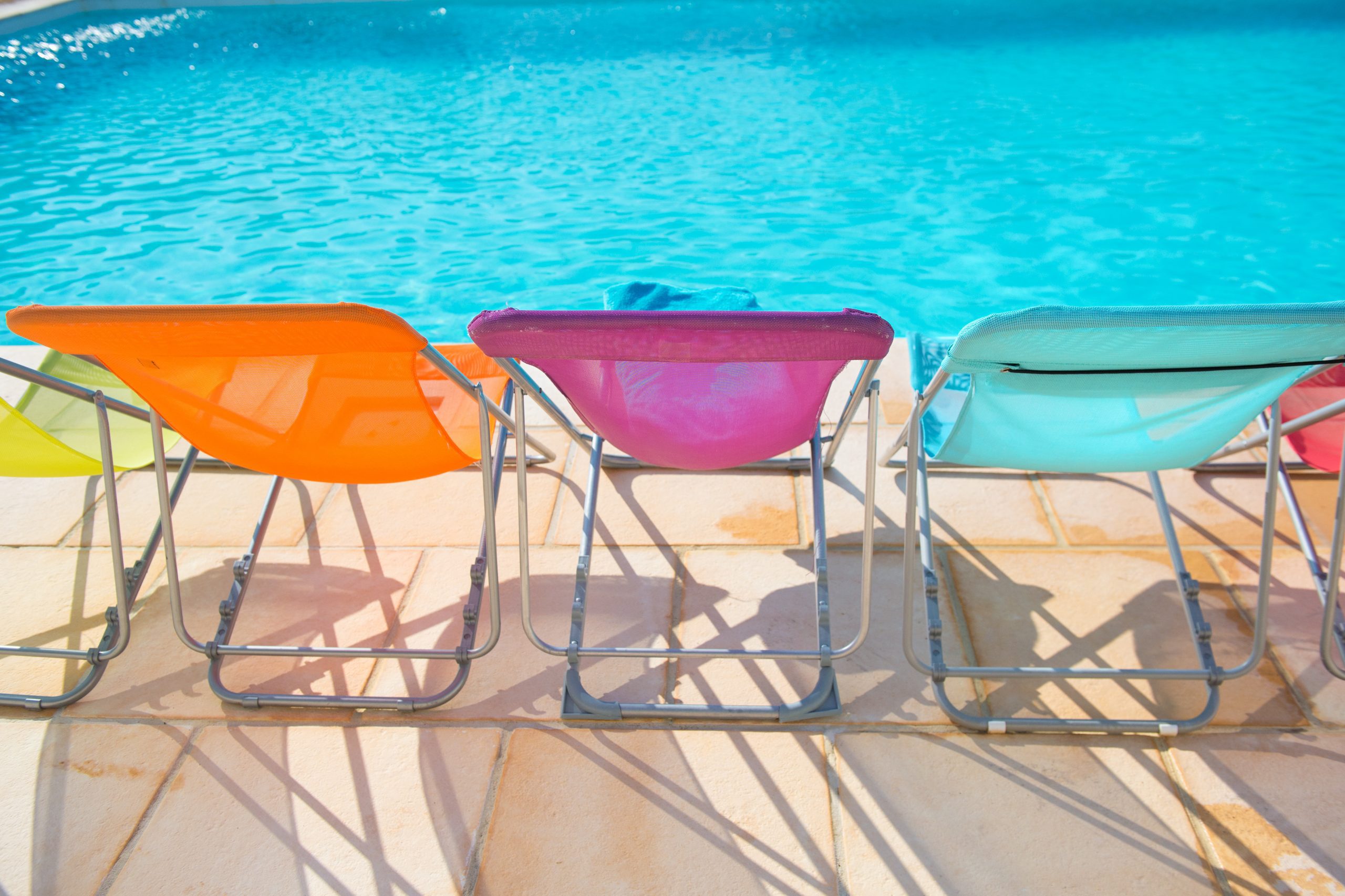 Beach chairs at pool