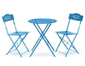 Alpine Corporation Laser Cut Details Folding Metal Chairs & Bistro Table 3-Piece Patio Set