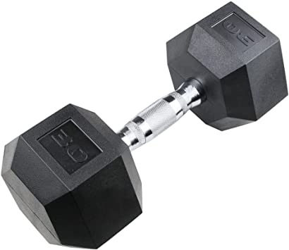 Aimyoo Rubber Coated Hex 30-Pound Dumbbell