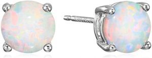 Amazon Essentials Round Cut Birthstone & Sterling Silver Stud Earrings