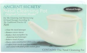 ANCIENT SECRETS Easy-Grip Handle Dishwasher Safe Ceramic Neti Pot