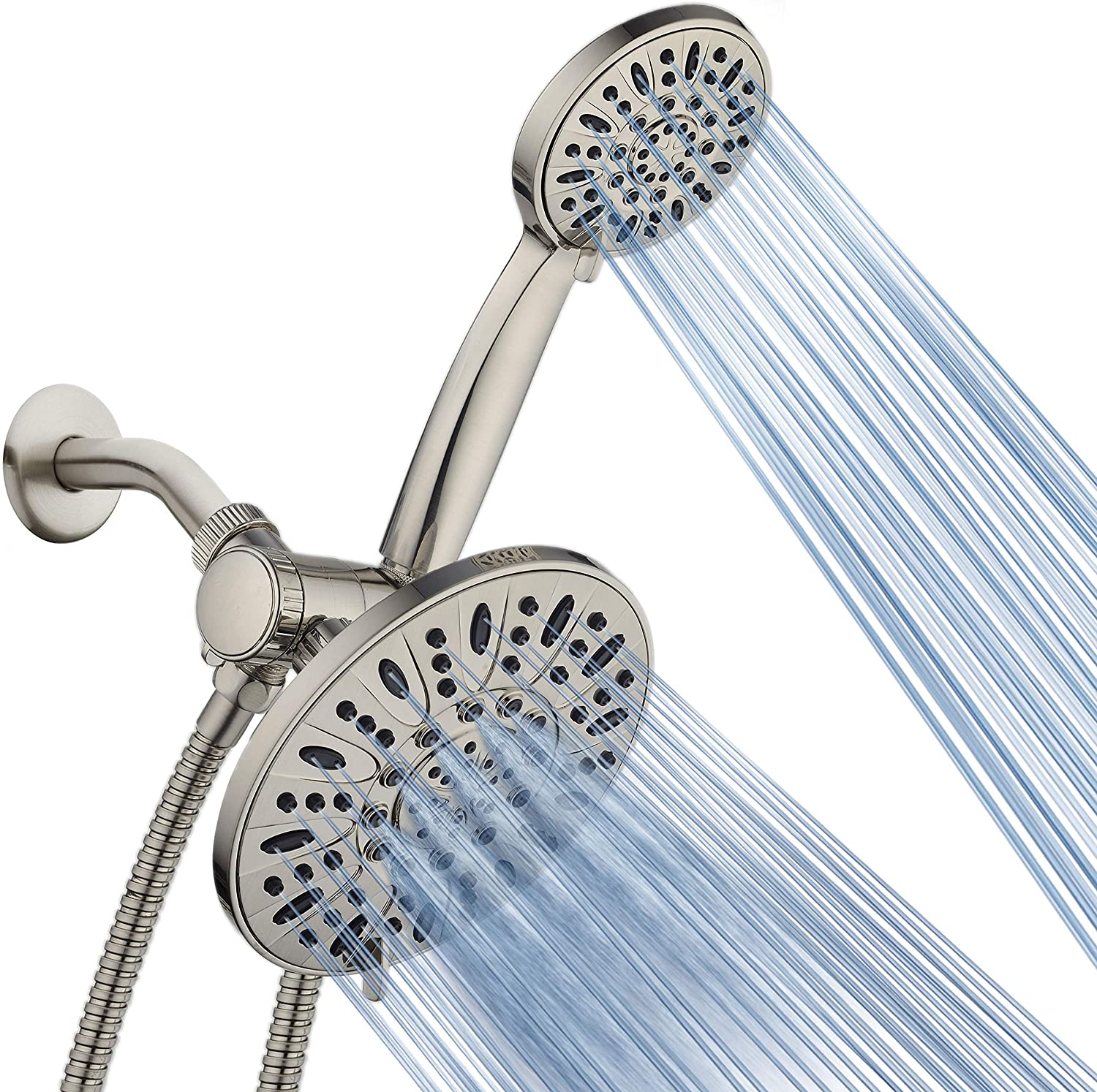 AquaDance 6-Setting Brushed Nickel Shower Head With Handheld Sprayer