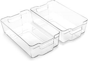 BINO Stacking BPA-Free Clear Plastic Storage Bins, 2-Pack