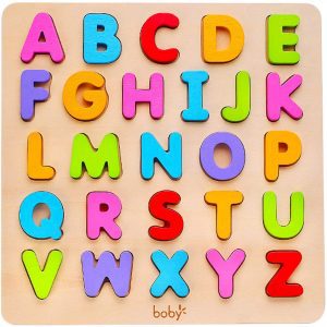 boby Lightweight Wood Board & Letters ABC Puzzles For 2-Year-Old Toddlers