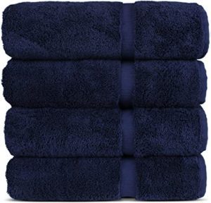 Chakir Turkish Linens Eco-Friendly Navy Blue Bath Towels, 4-Piece