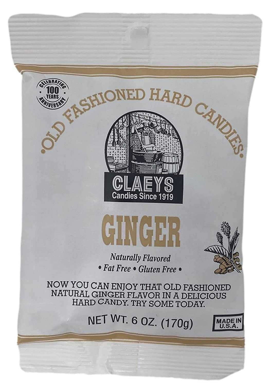 Claeys Fat Free Ginger Hard Candy, 6-Ounce