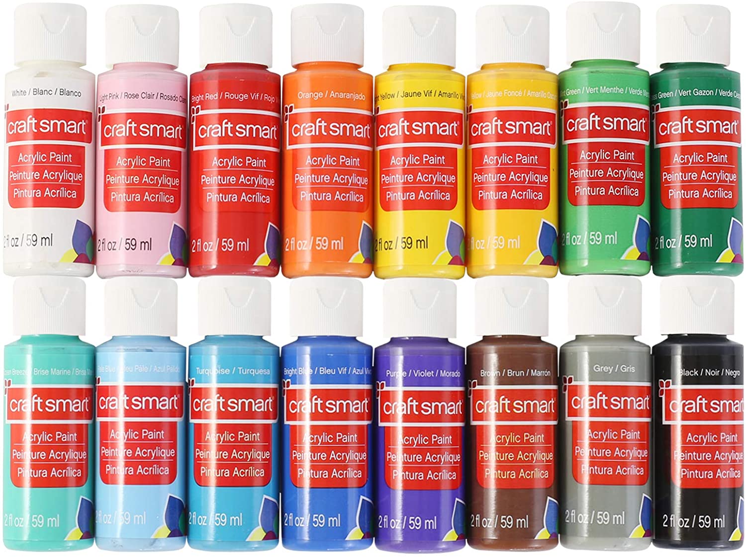 Craft Smart Non-Toxic Acrylic Paint Set, 16-Colors