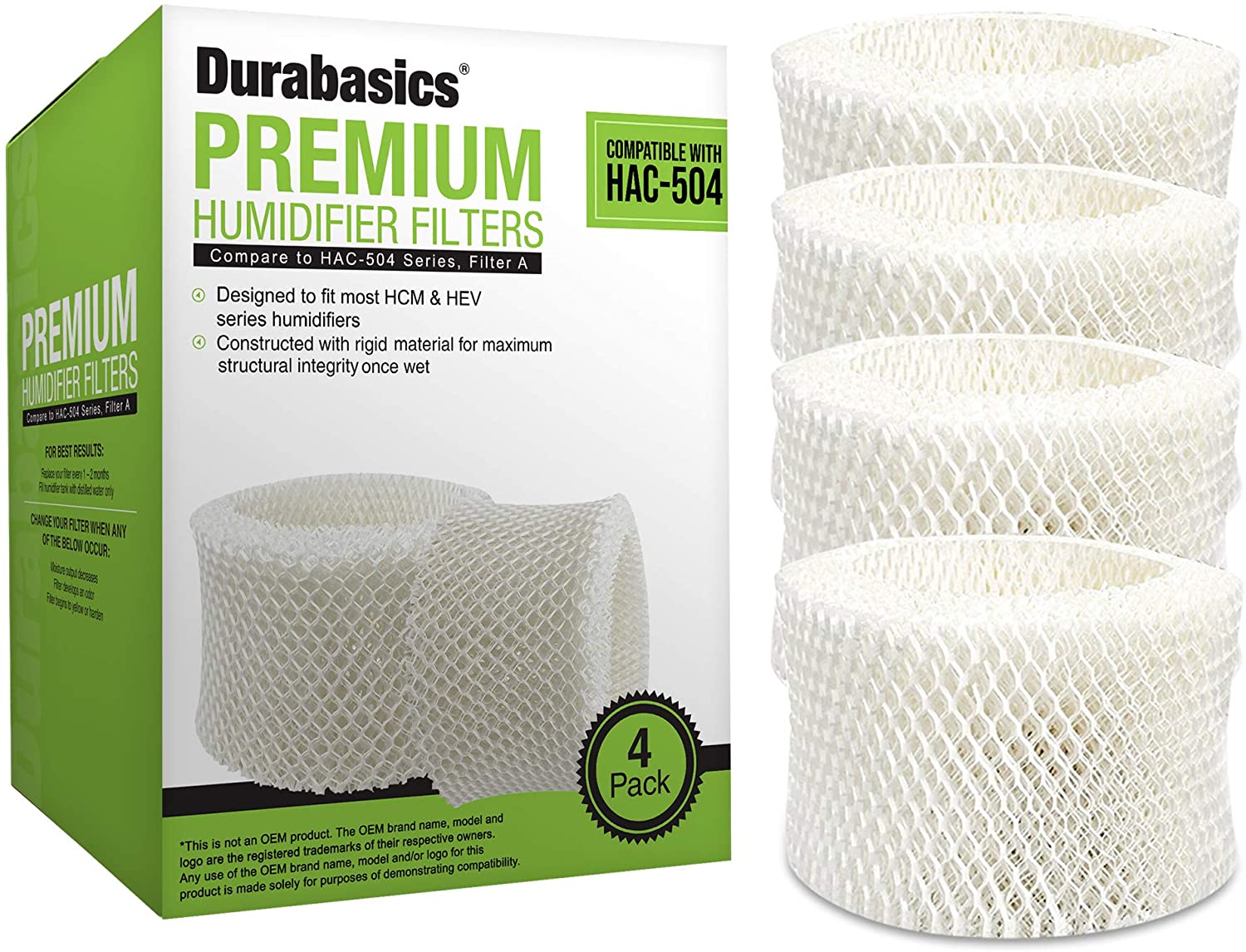 Durabasics Rigid Construction Honeywell Compatible Humidifier Filters, 4-Pack