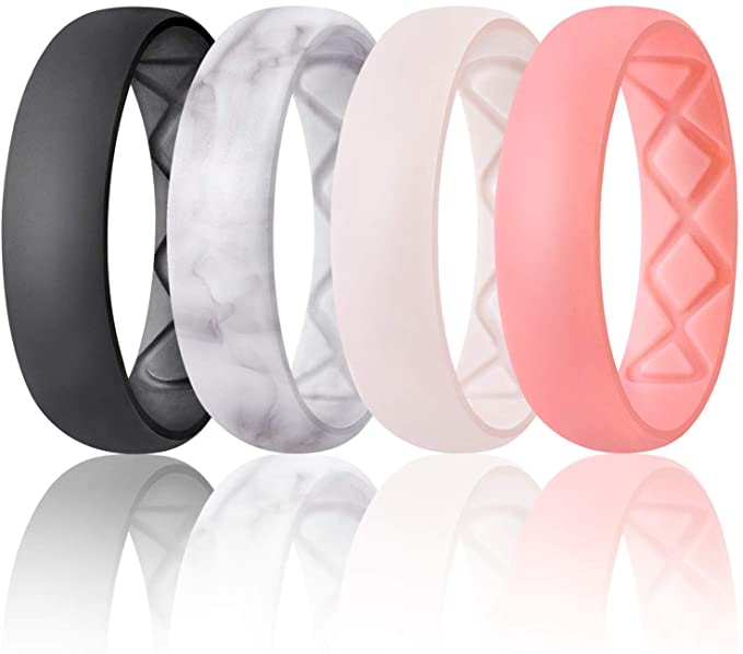 Egnaro Breathable Diamond Pattern Silicone Rings, 4-Pack