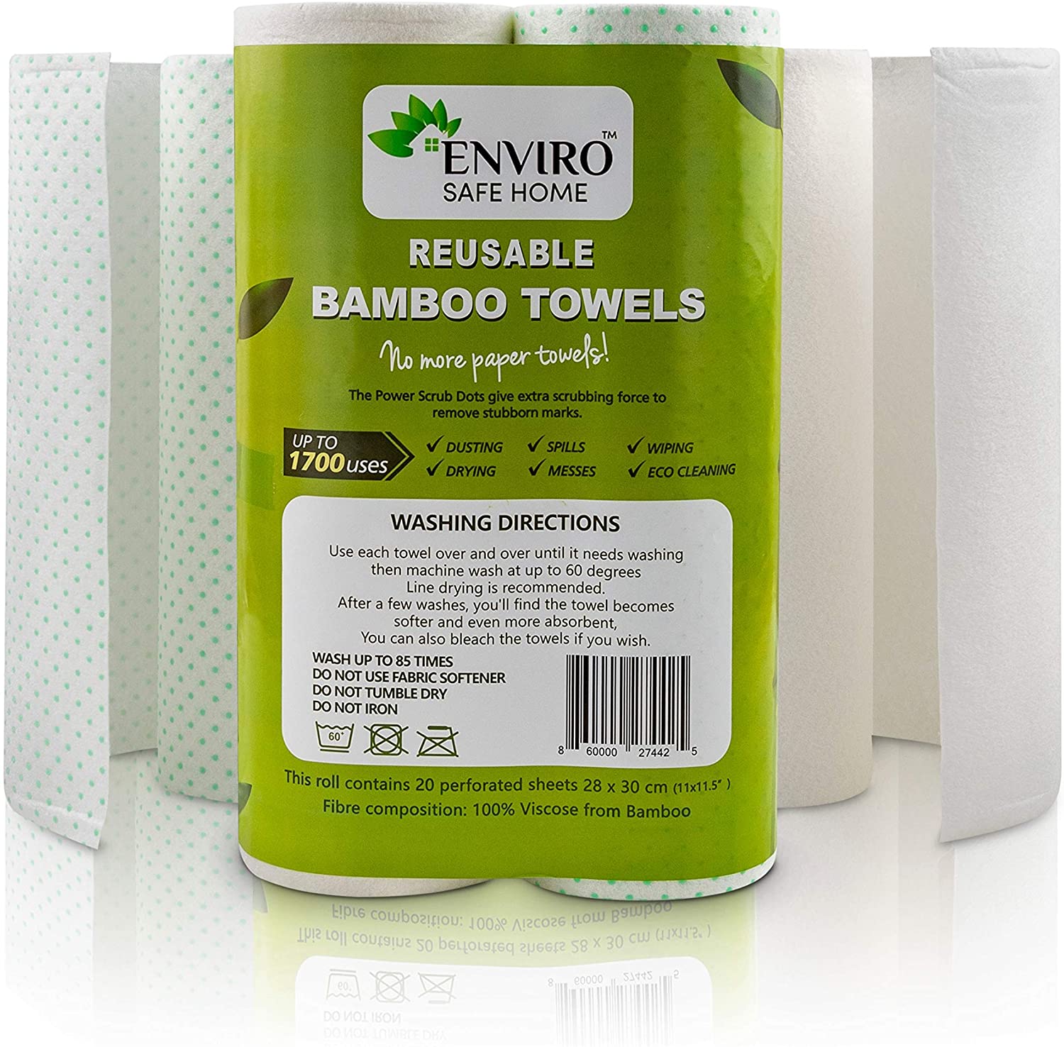 Enviro Safe Home Scrubbing Dots Bamboo Paper Towels, 2-Pack