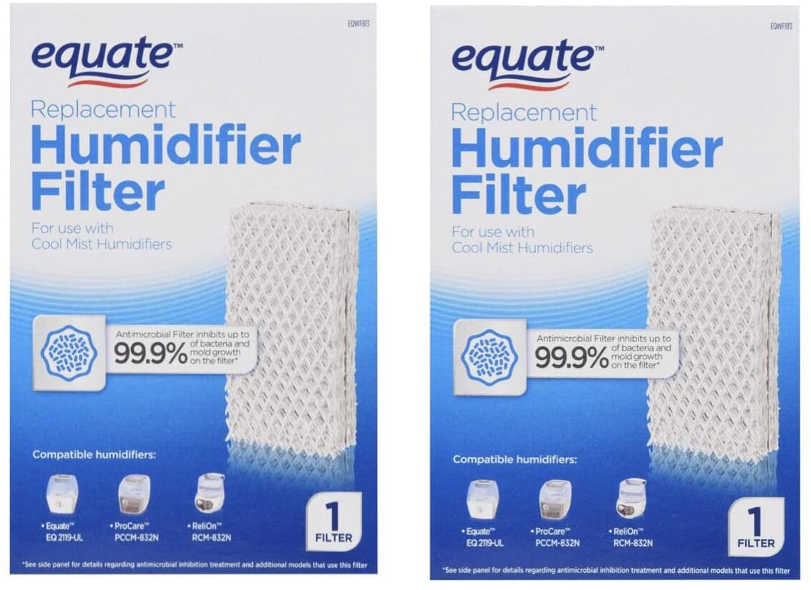 Equate Antimicrobial Cool Mist Compatible Humidifier Filters, 2-Pack