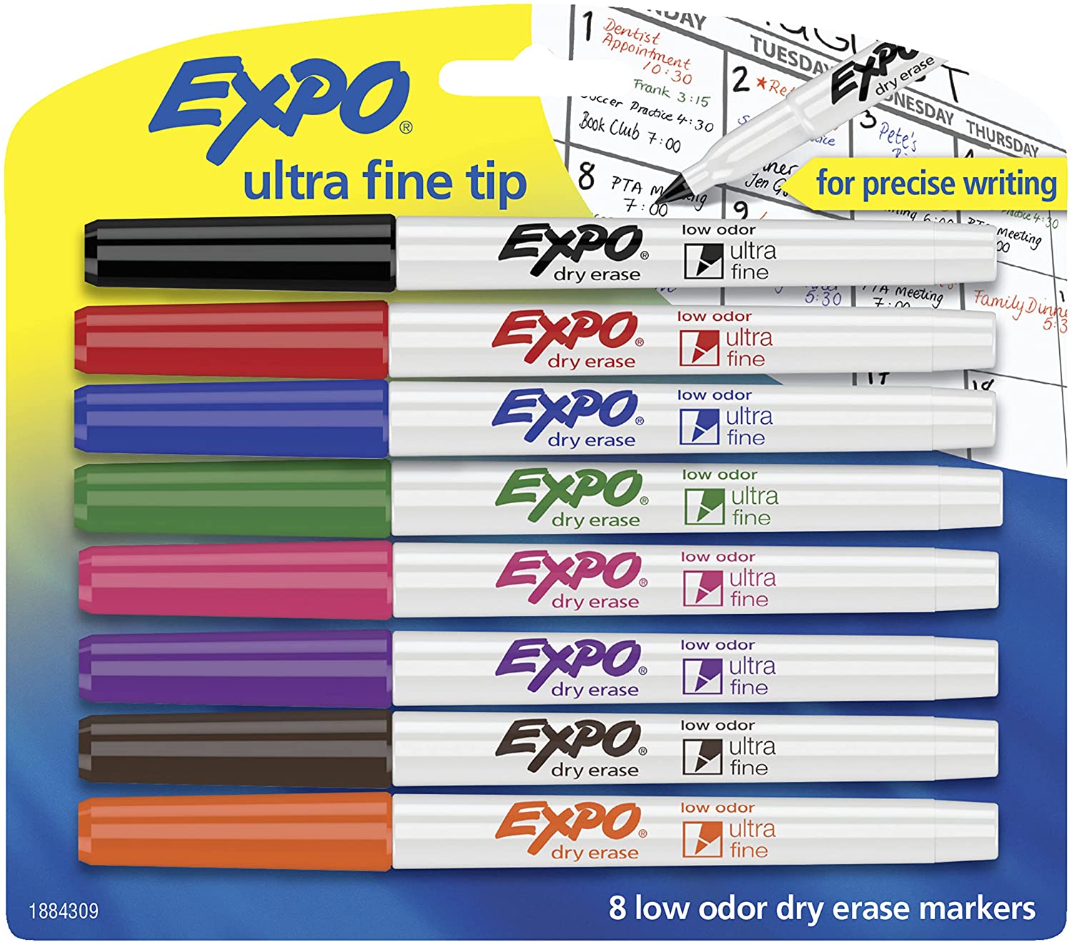 EXPO Low Odor Ink Ultra Fine Point Dry Erase Pens, 8-Piece