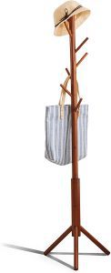 FILWH Adjustable Height Bamboo & Poplar Wood Corner Coat Rack