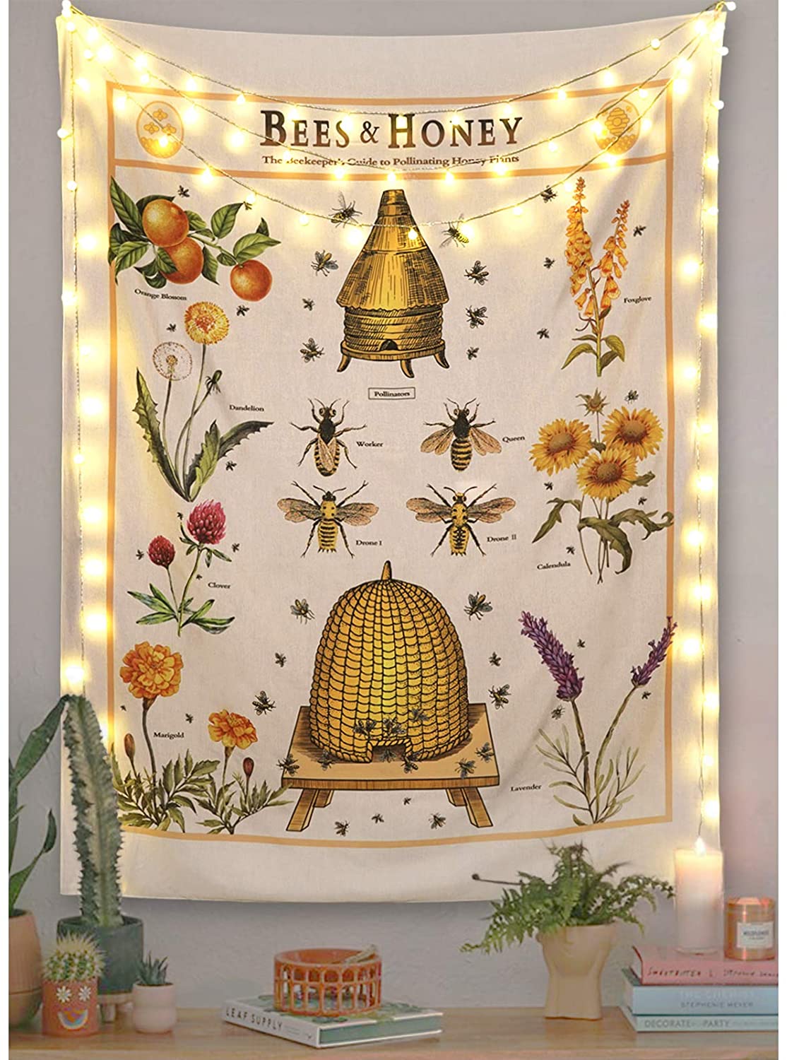 Fowocu Machine Washable Bees & Honey Yellow Tapestry