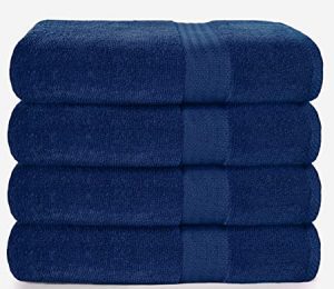 GLAMBURG Pure Cotton Blue Bath Towels, 4-Piece