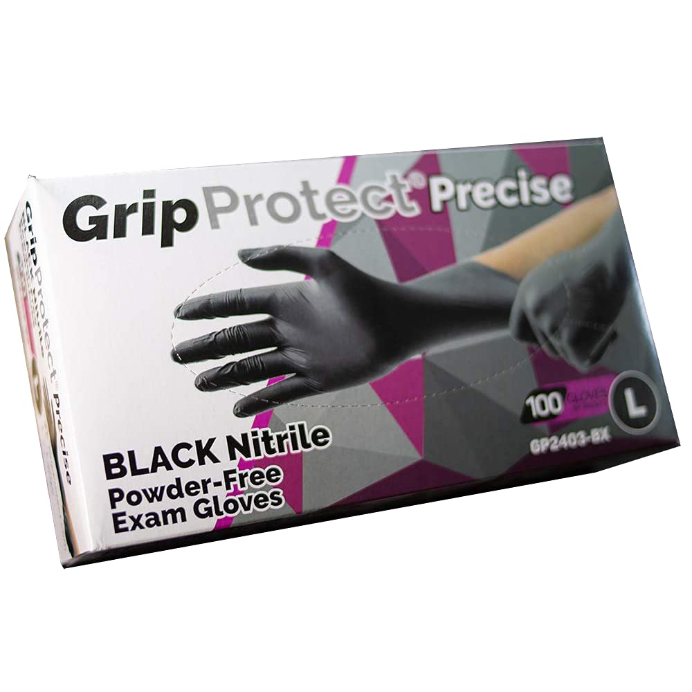 GripProtect Latex-Free Nitrile Black Disposable Gloves, 100-Count