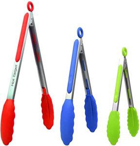 Hot Target Stainless Steel Silicone Tip Tongs, 3-Pack
