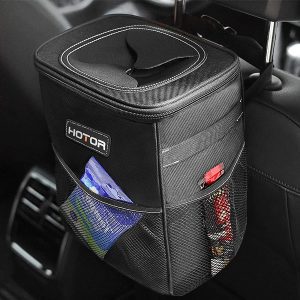 HOTOR Collapsible Leather & Cloth Car Garbage Can