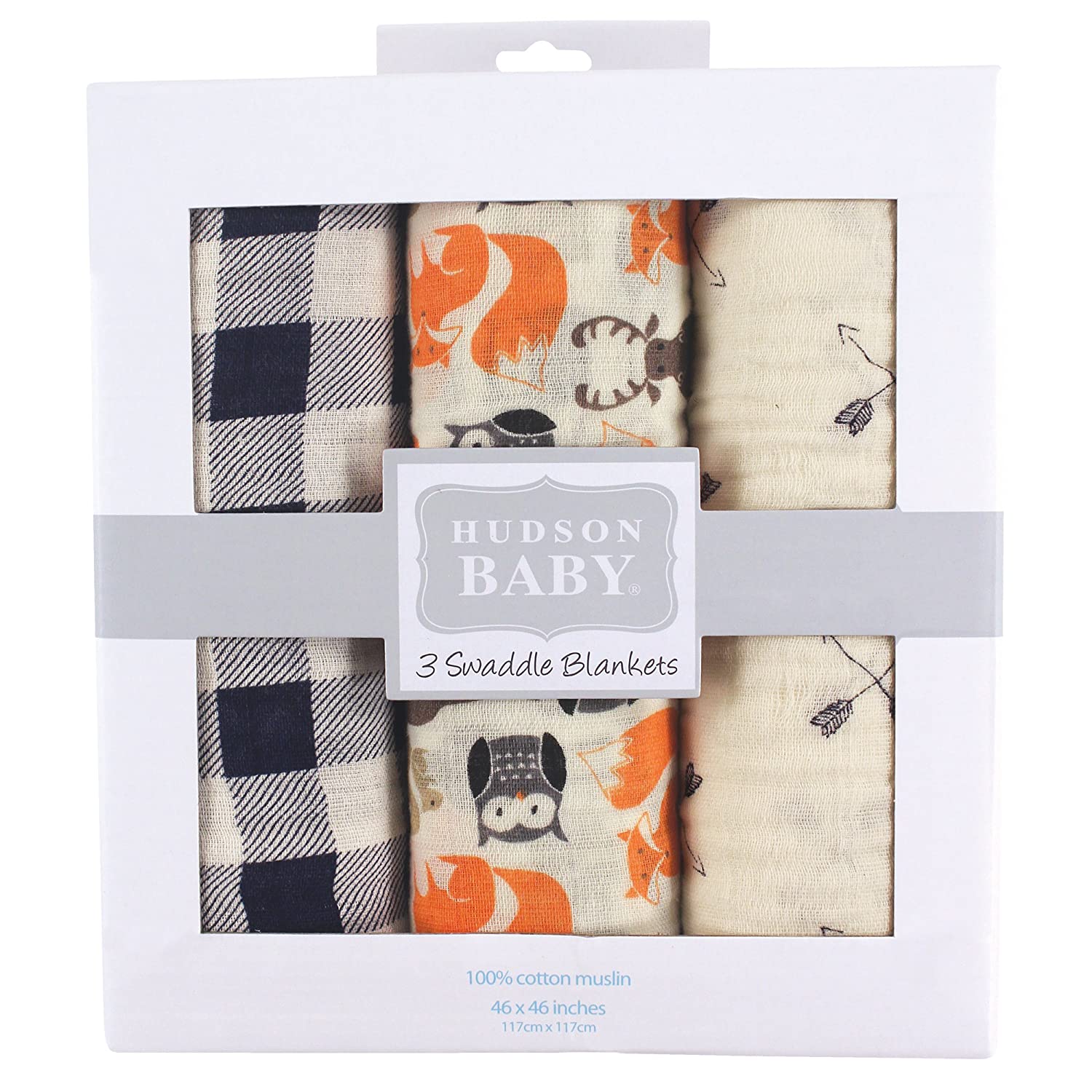 Hudson Baby Ultra-Soft Infant Swaddle Blankets, 3-Pack