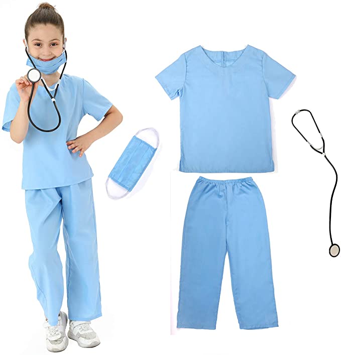 Lingway Toys Lightweight Breathable Kid’s Scrubs, 4-Piece