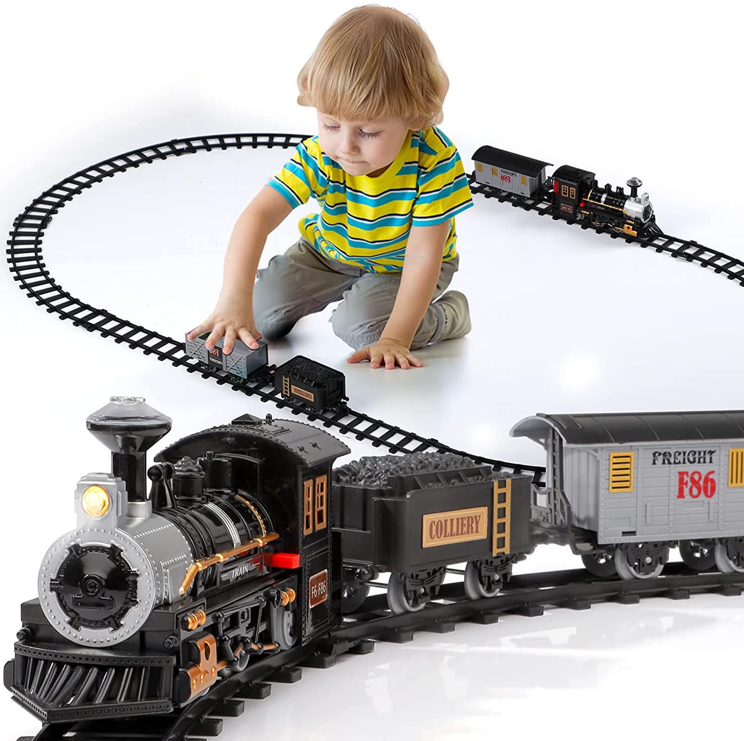 Lucky Doug Battery Operated Non-Toxic Plastic Electric Train Set For Kids
