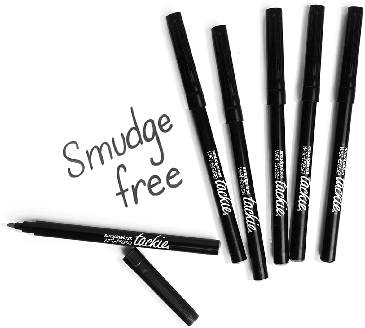 MC SQUARES Tackie Smudge Free Fine Point Dry Erase Pens, 6-Piece