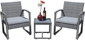 Patiorama Weather Resistant PE Rattan Wicker Chairs & Coffee Table 3-Piece Patio Set