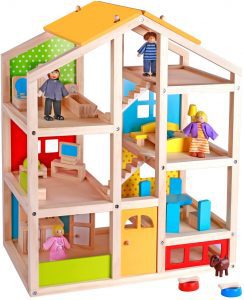 Pidoko Kids Moveable Stairs Wood Dollhouse