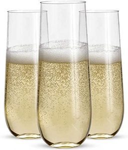 Prestee 9-Ounce Stemless Plastic Champagne Glass, 24-Pack