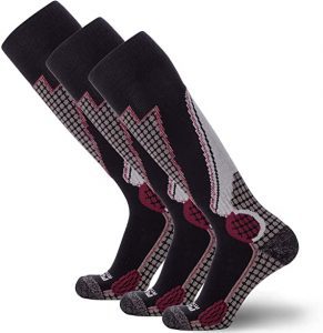 PureAthlete Arch Support Men’s Ski Socks, 3-Pack