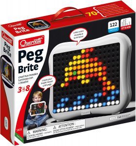 Quercetti Peg Brite LED Light Board & Peg Assortment Light-Up Toy For Kids