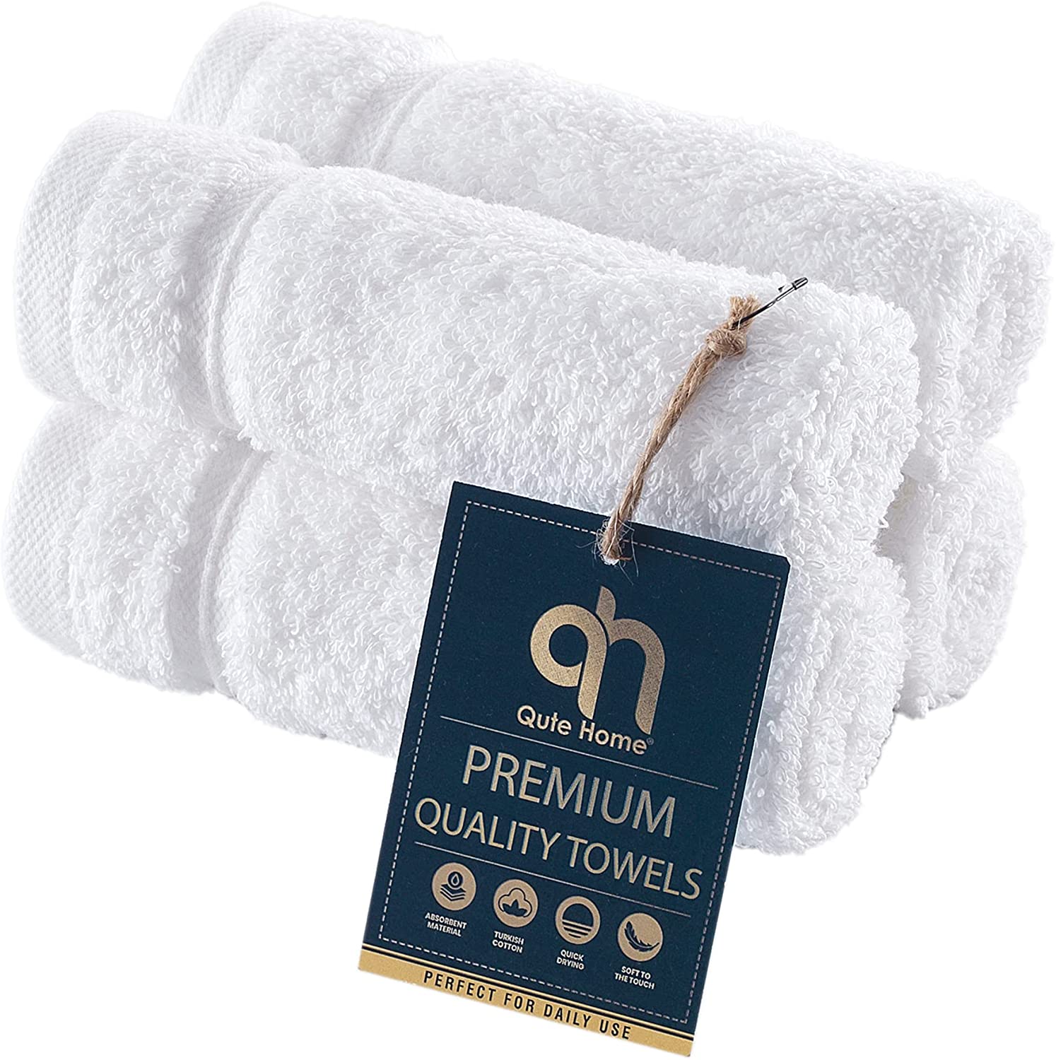 Qute Home Hotel Quality Turkish Washcloths, 4-Pack