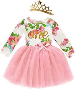 Shalofer Cotton Floral Print Girls’ First Birthday Outfit, 2-Piece