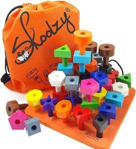 Skoolzy Shape Sorting & Stacking Pegged Puzzle