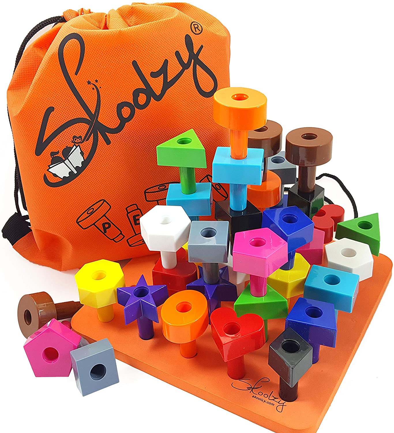 Skoolzy Shape Sorting & Stacking Pegged Puzzle