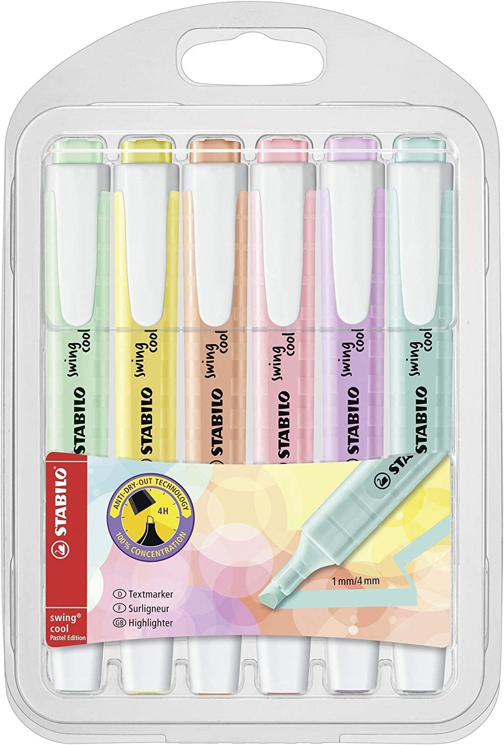 STABILO Pocket-Sized Slanted Tip Highlighters, 6-Count