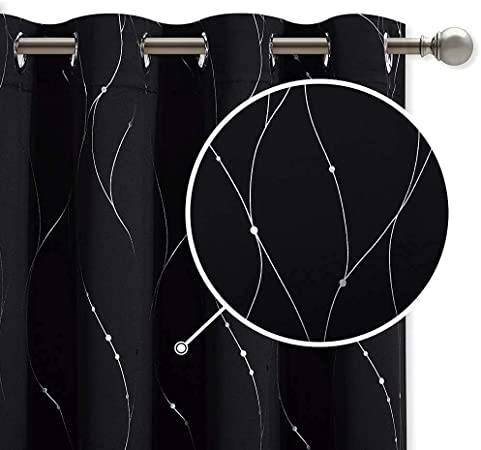 StangH Wavey Lines & Dots Insulated Curtains, 52 x 84-Inch