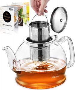 STNTUS Water Amount Scale Lines Clear Glass Teapot