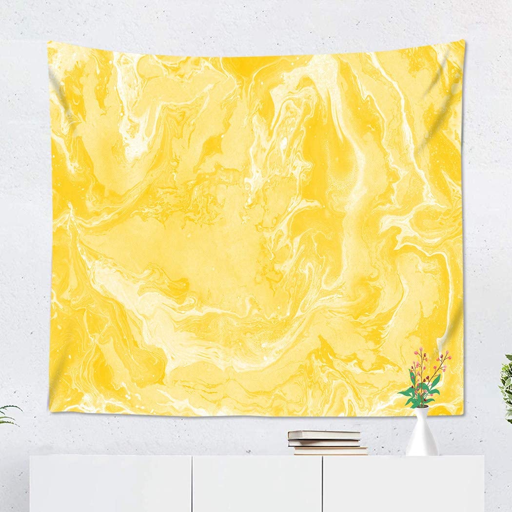 Suklly Polyester Marble Print Yellow Tapestry