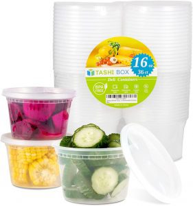 TashiBox Airtight Leakproof Plastic Soup Containers With Lids, 36-Piece