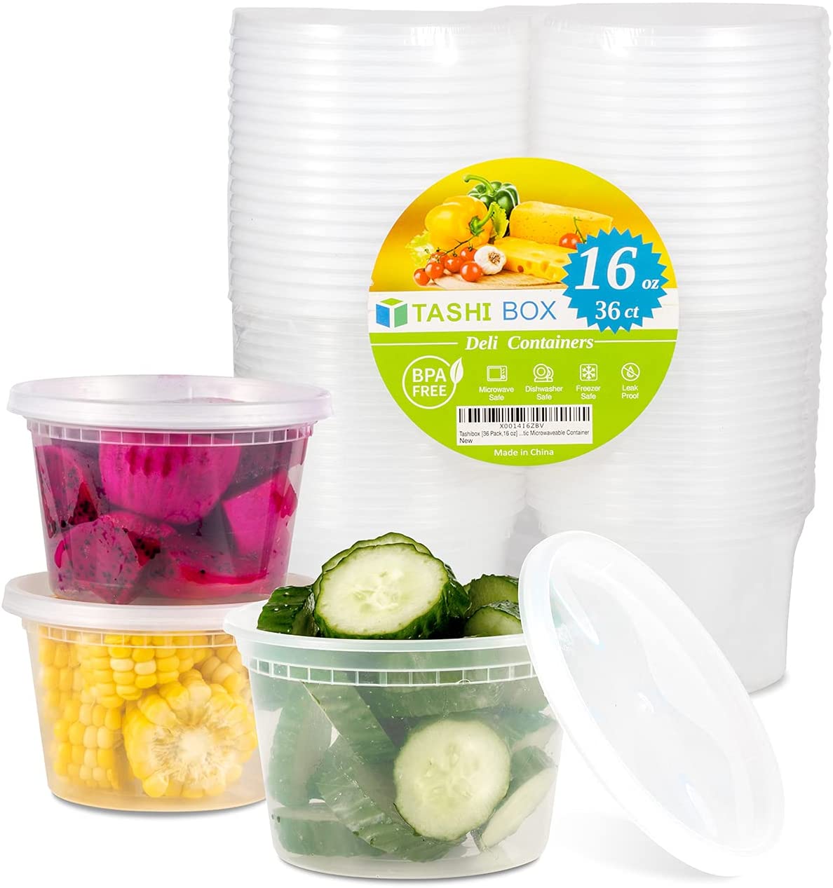 Glotoch 48 Pack 16 oz. (2 Cups) Plastic Food and Drink Storage Containers  Set with Lids - Microwave, Freezer & Dishwasher Safe Eco-Friendly,  BPA-Free, Reusable …