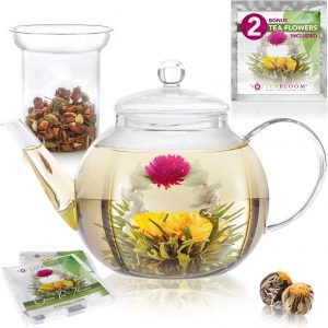 Teabloom Dishwasher Microwave & Stovetop Safe Clear Glass Teapot