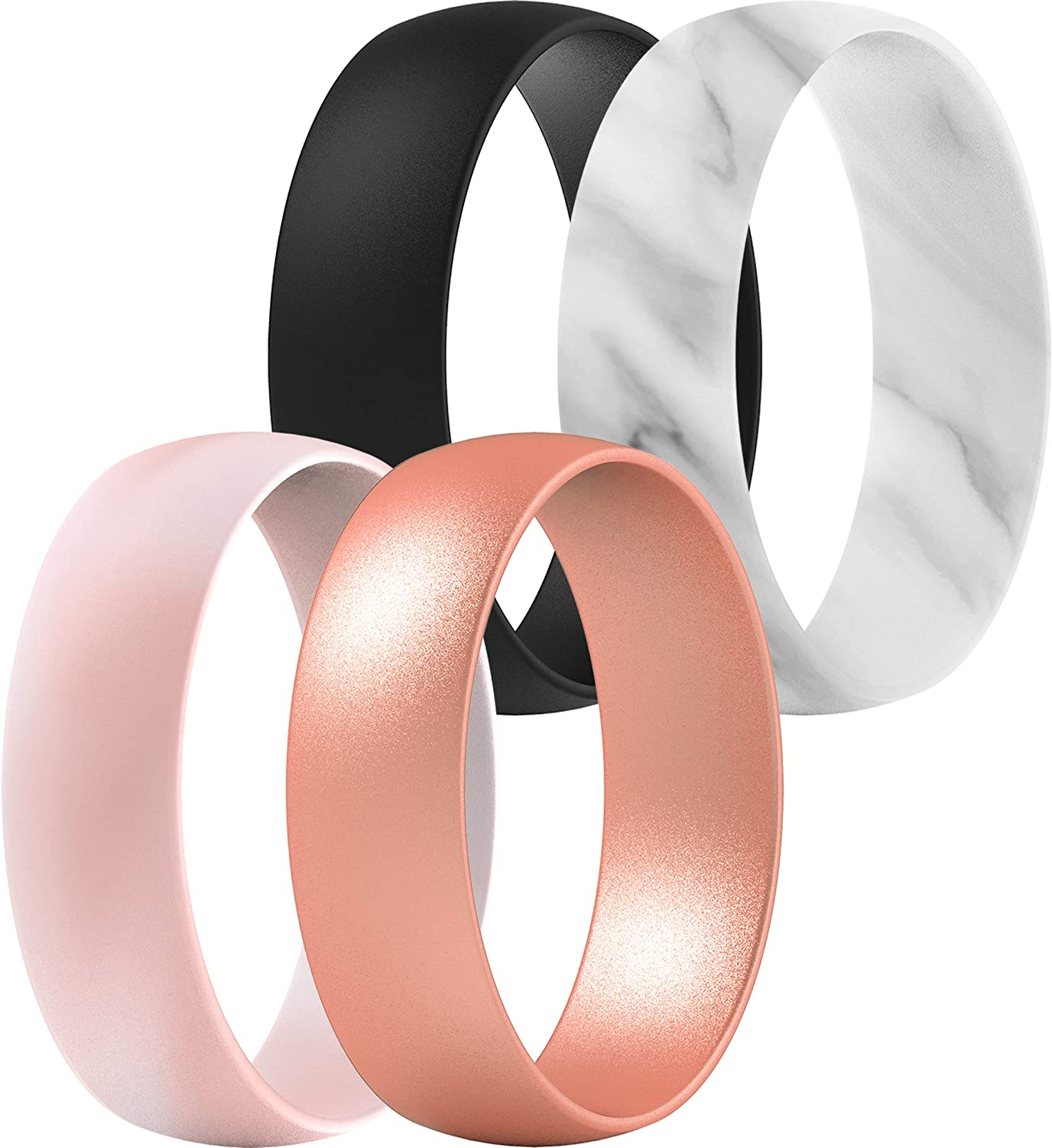 ThunderFit Hypoallergenic Flexible Silicone Rings, 4-Pack