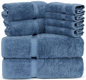 Towel Bazaar Chemical-Free Blue Bath Towels, 8-Piece
