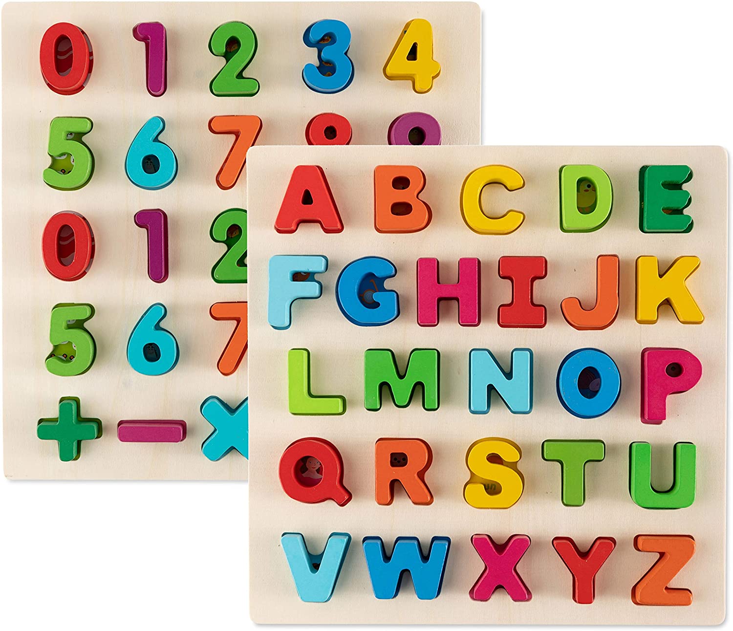 Toy To Enjoy Numbers & Uppercase ABC Puzzles For 2-Year-Old Toddlers, 2-Pack