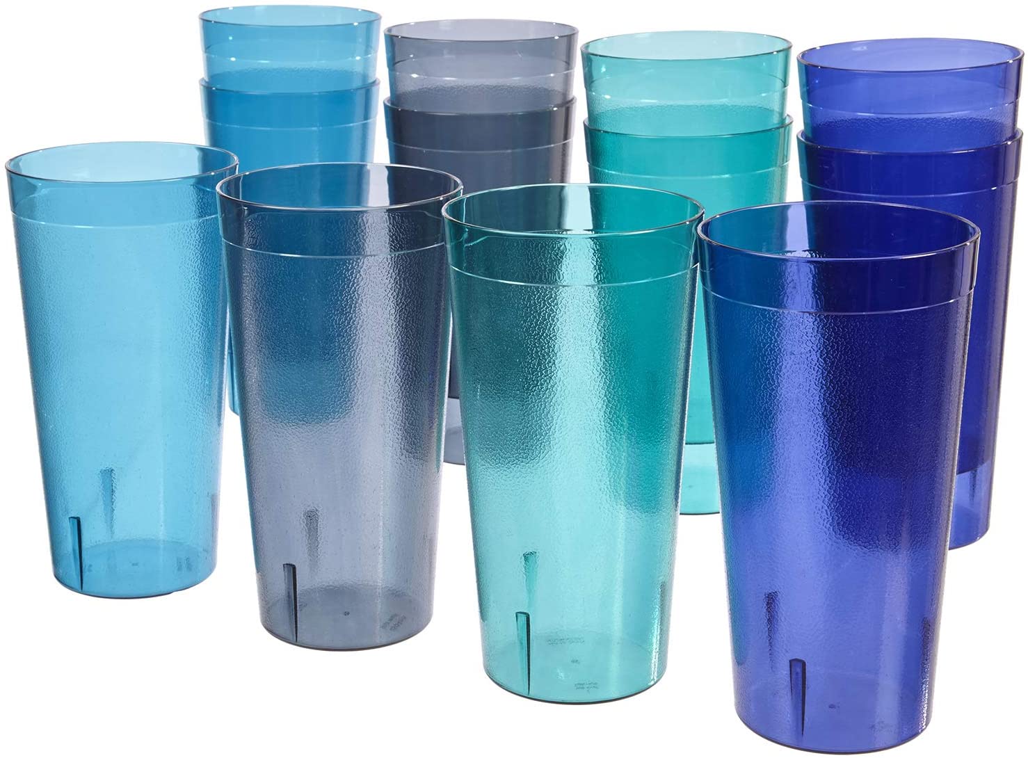US Acrylic Cafe Shatter-Proof Plastic Tumblers & Water Glasses, 12-Count